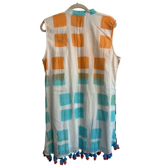 Area Stars Women’s Kelly Tassel Trim Cotton Shift Dress Boho Resort size Large - Picture 7 of 7